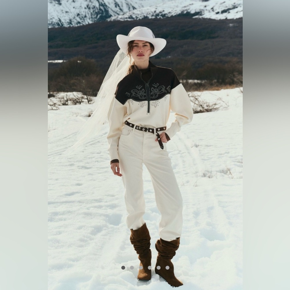 Anthropologie Studded Half Zip Sweatshirt